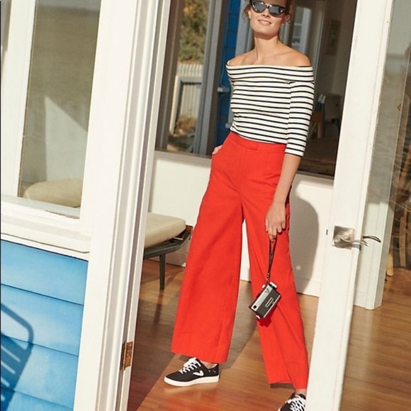 Anthropologie Red Wide Leg Pants - Picture 2 of 5